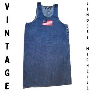 LINDSEY MICHELLE Vintage Blue Jean Jumper Dress Women's 3X - 100%  Cotton